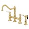 Kingston Brass KS3272PLBS Restoration 8" Bridge Kitchen Faucet W/Sprayer, Brass KS3272PLBS - alternate 1